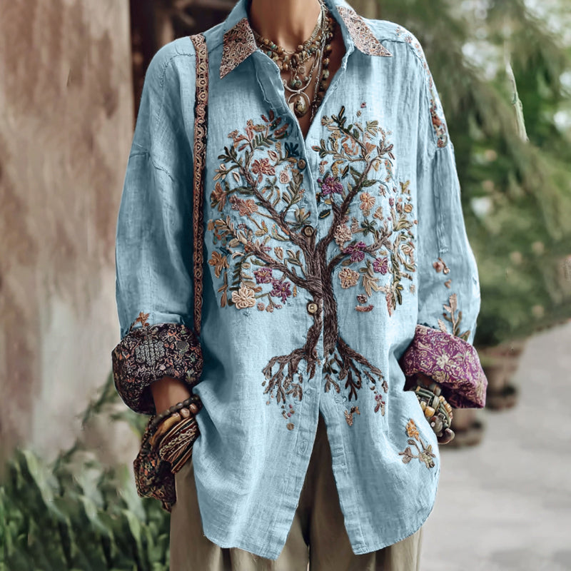 Women's Tribal Tree Of Life Casual Long Sleeve Shirt