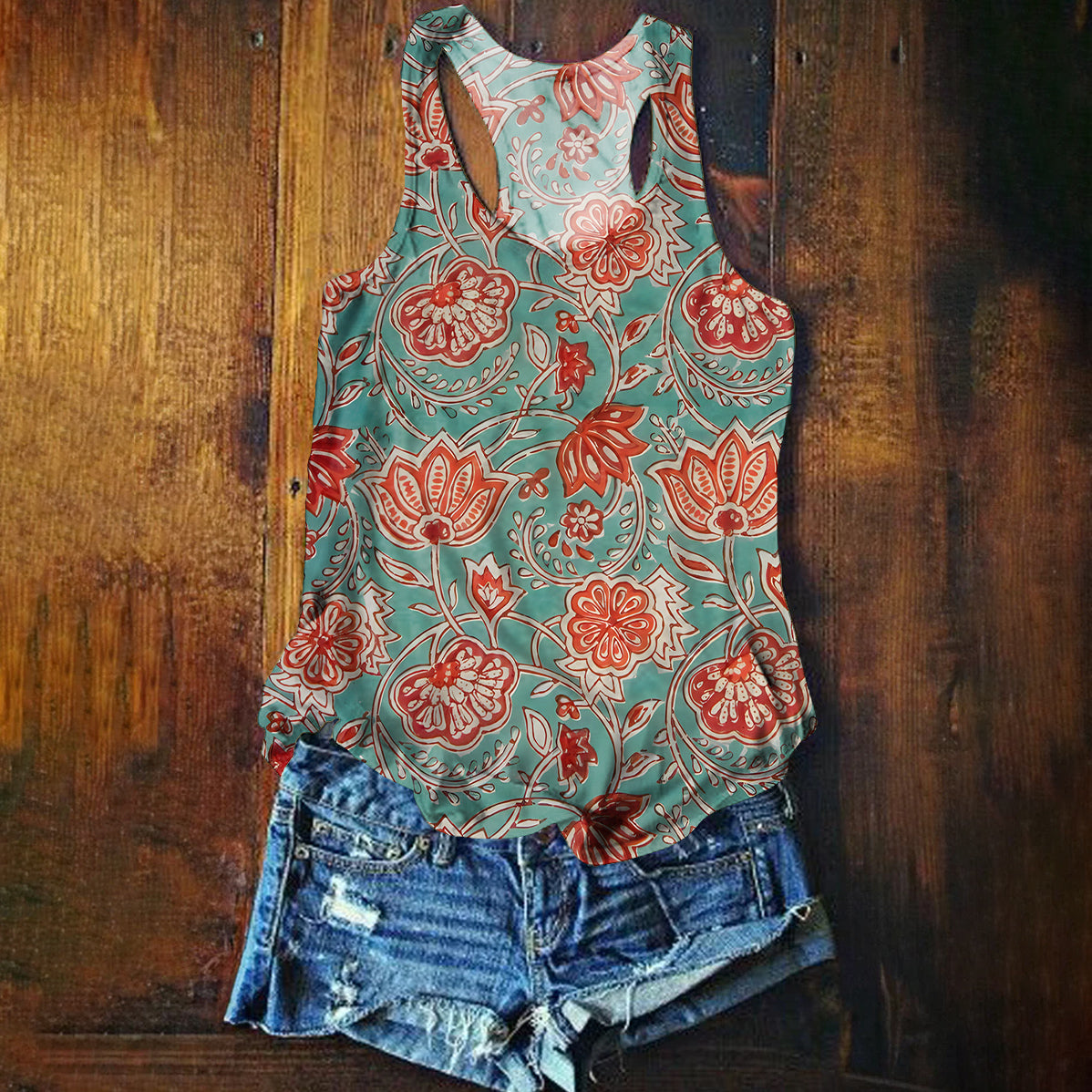 Women's Floral Art Print Tank Top