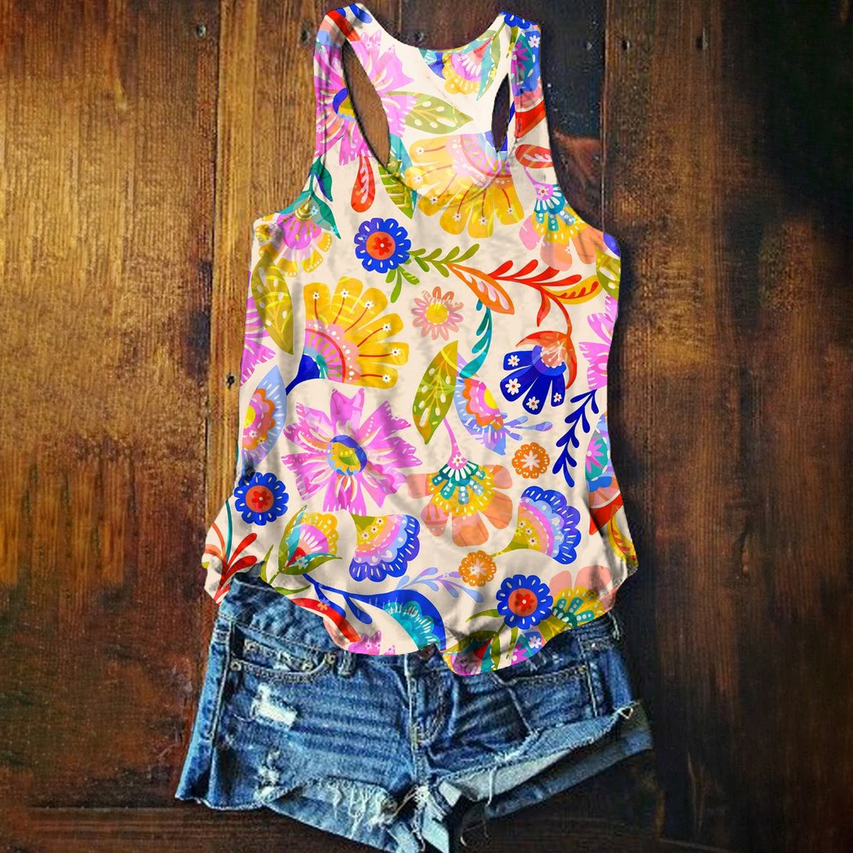 Women's Floral Art Print Tank Top