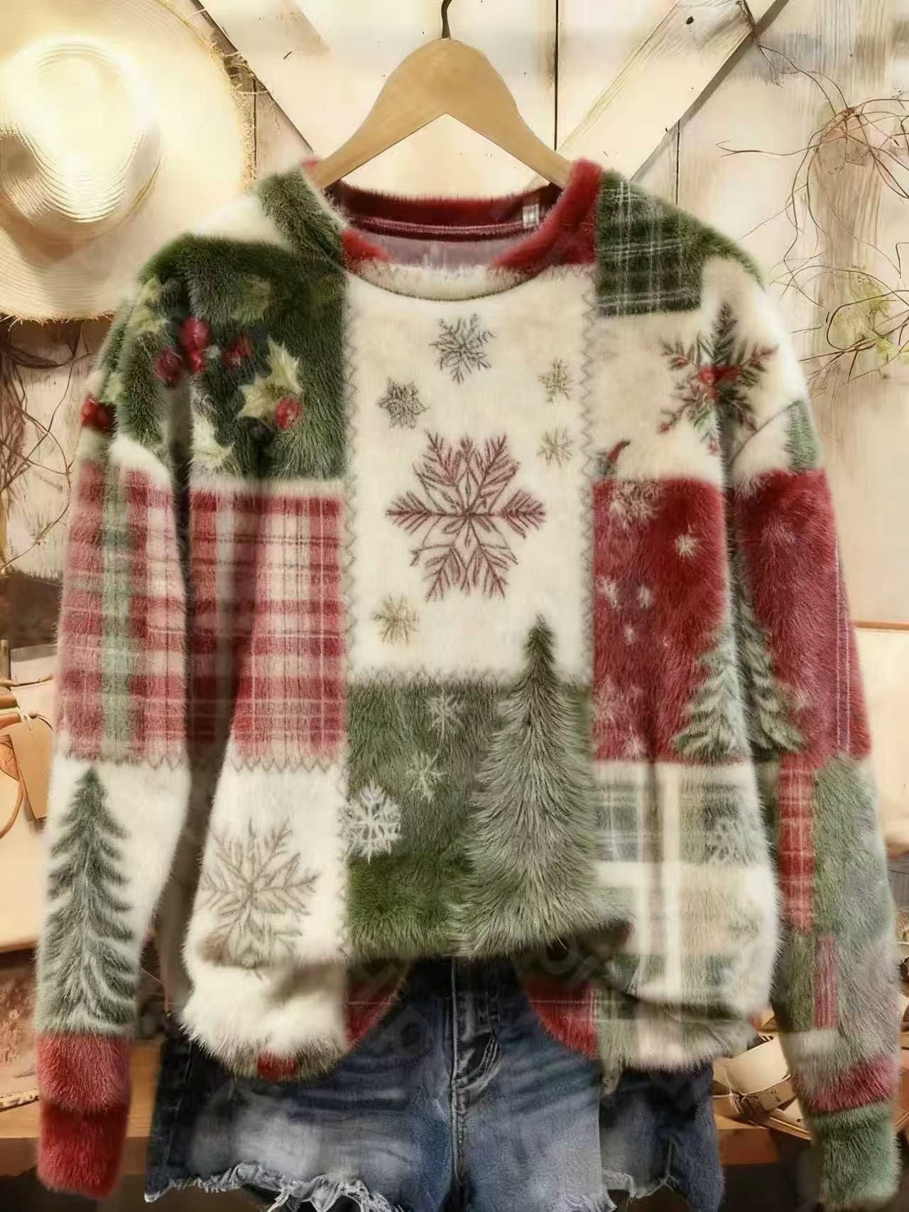 Christmas Pattern Art Print Mink Sweatshirt