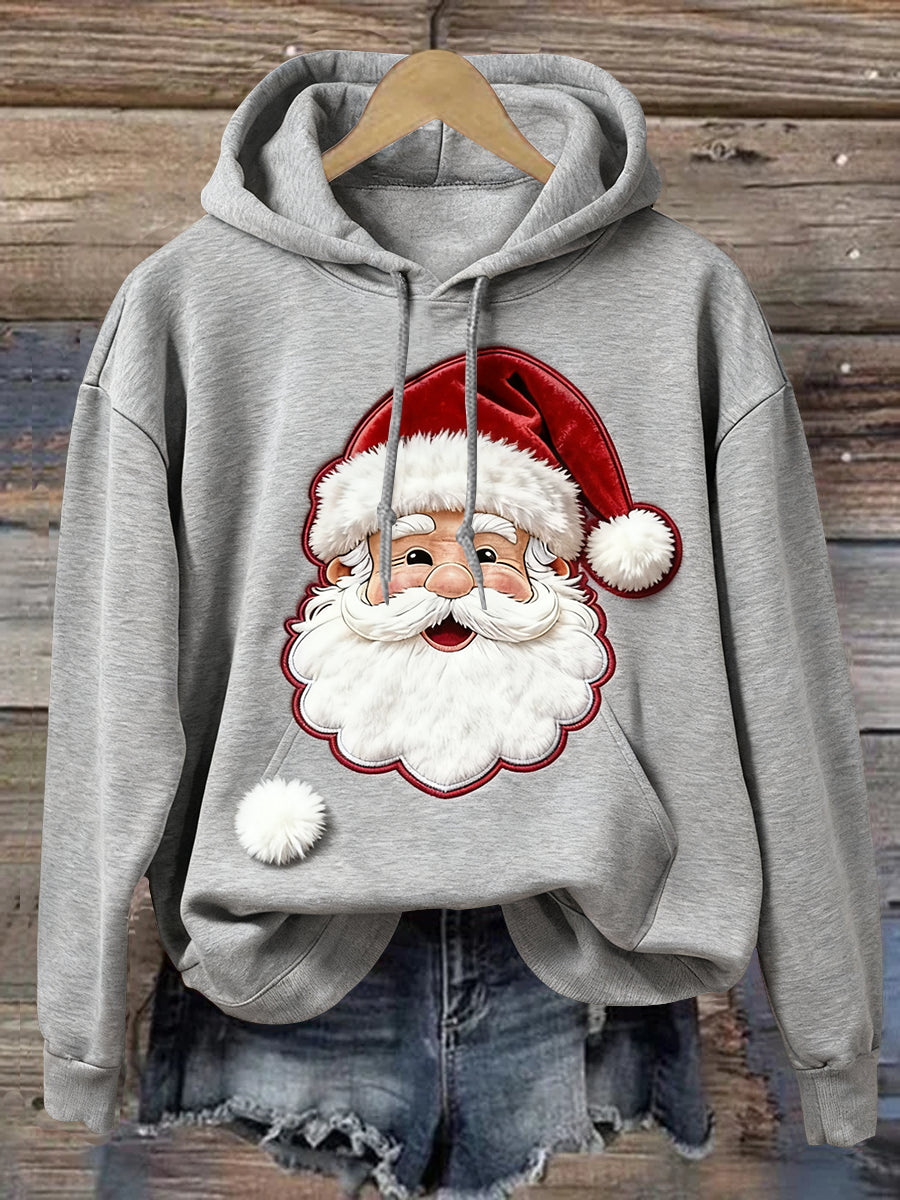 Christmas Art Print Casual Long-Sleeve Hooded Sweatshirt