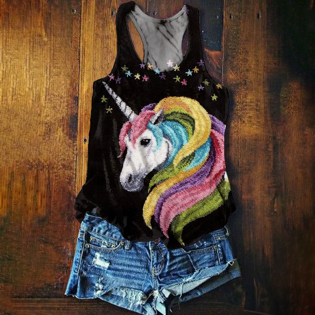 Women's Rainbow Pony Pattern Art Print Vest