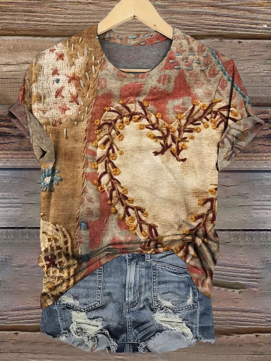 Vintage Art Print Casual T-shirt
