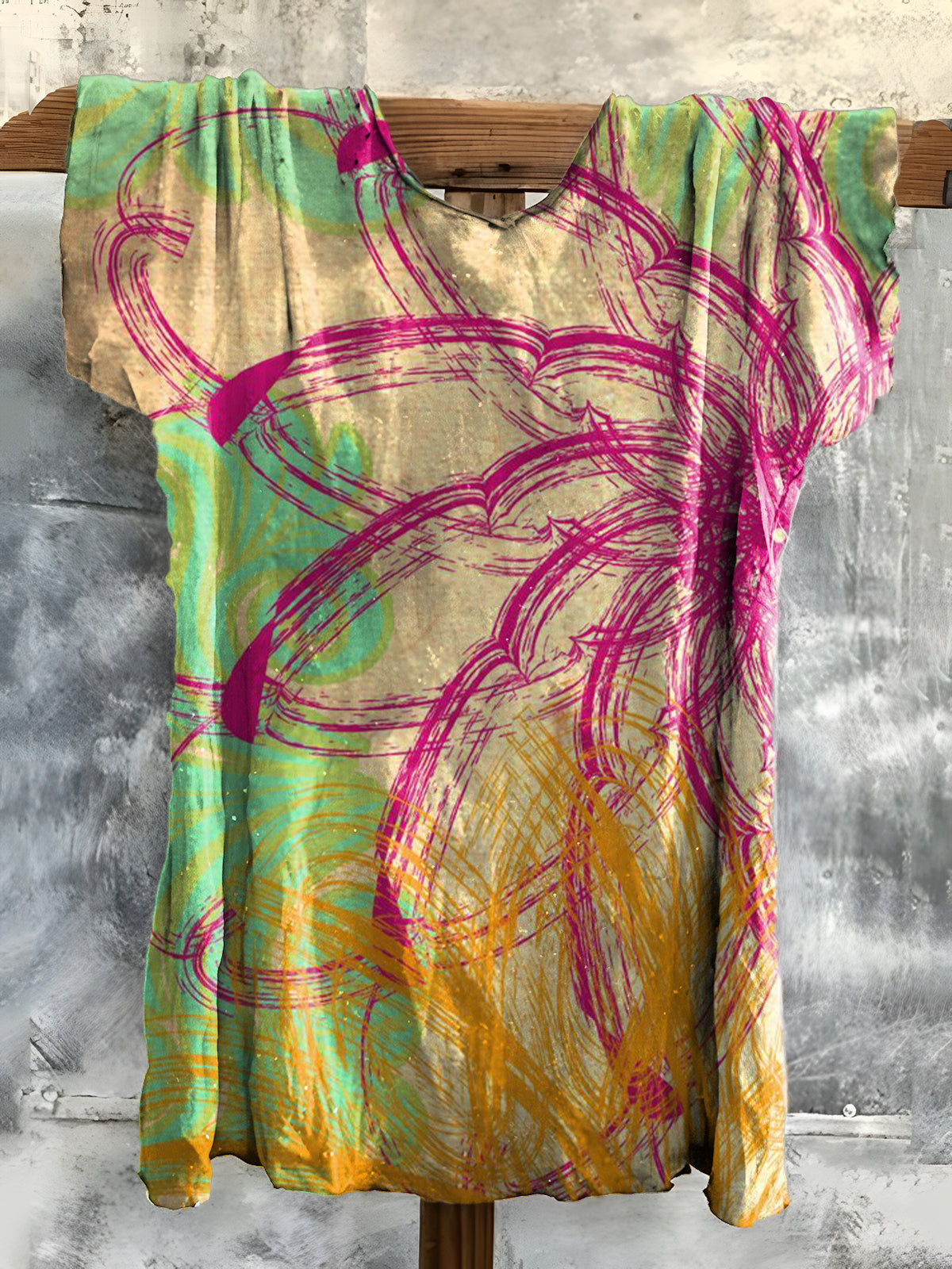Vintage Floral Art Print Cotton Crew Tee
