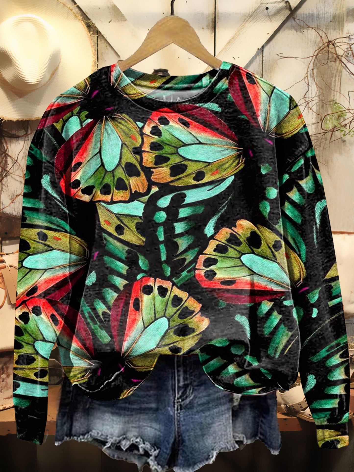Retro Flowers Print Casual Sweatshirt