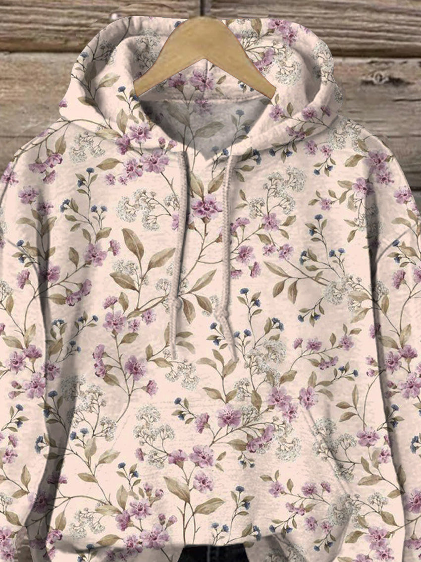 Tranquil Spring Floral Pattern Printed Casual Sweatshirt