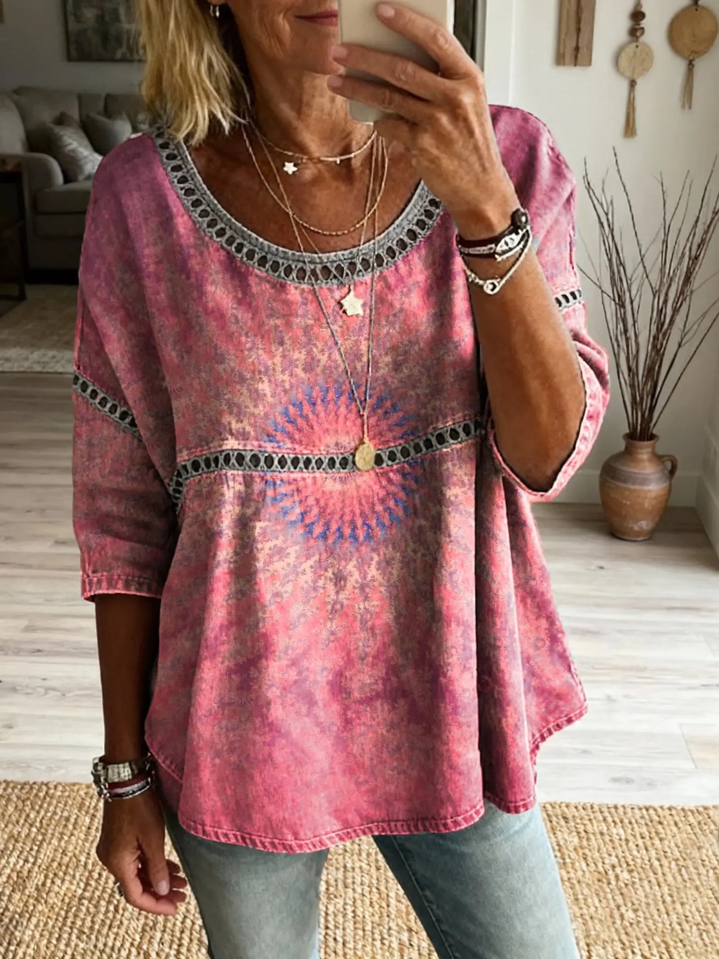 Bohemian Floral Cutout Top &Vintage Hippie Style