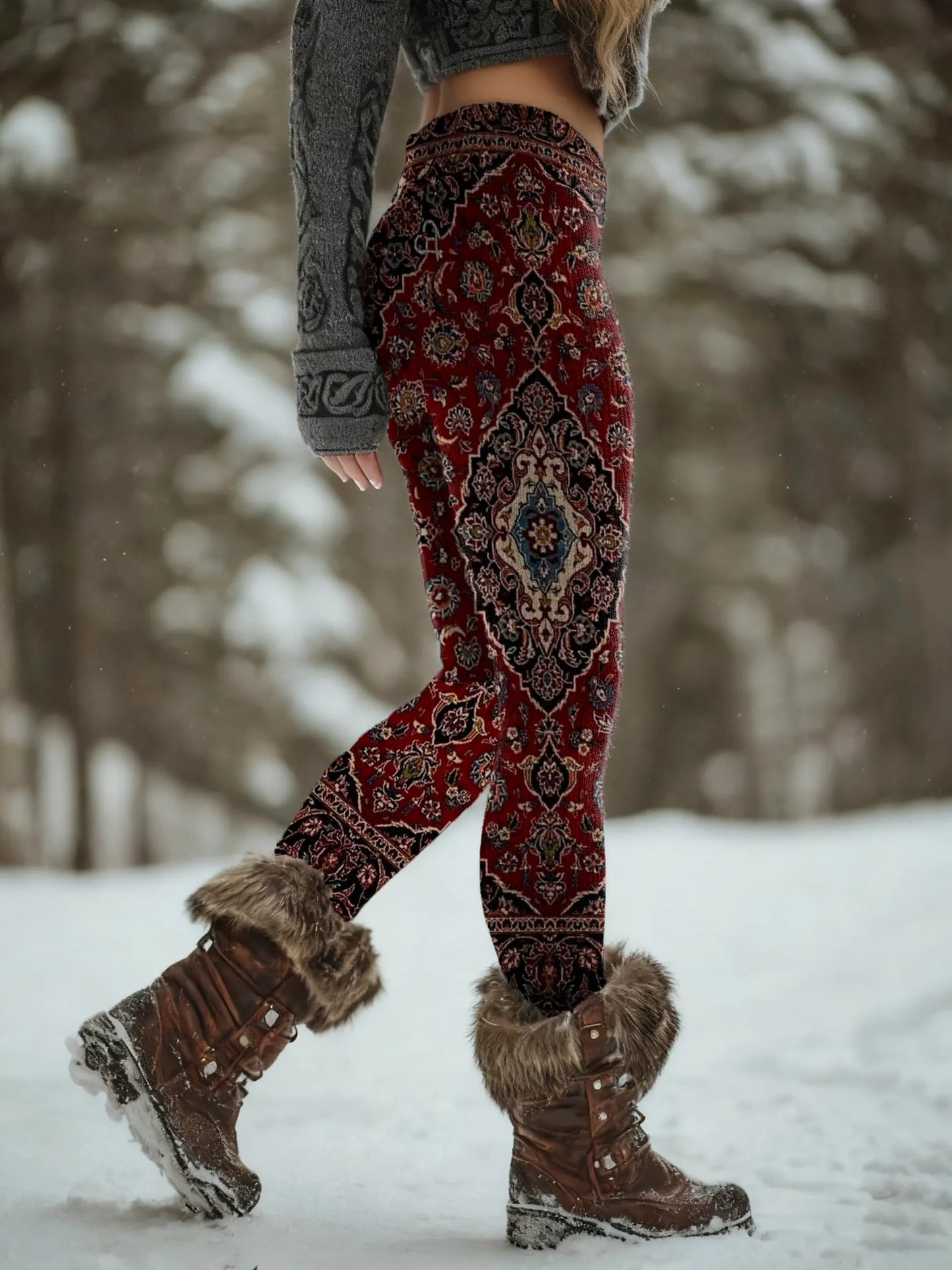 Ethnicity Geometry Totem Women's Printed Knitted Leggings