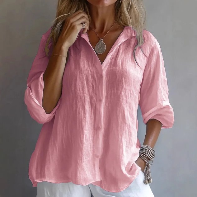 Shirt Collar Long Sleeve Plain Regular Micro-Elasticity Regular Fit Shirt For Women