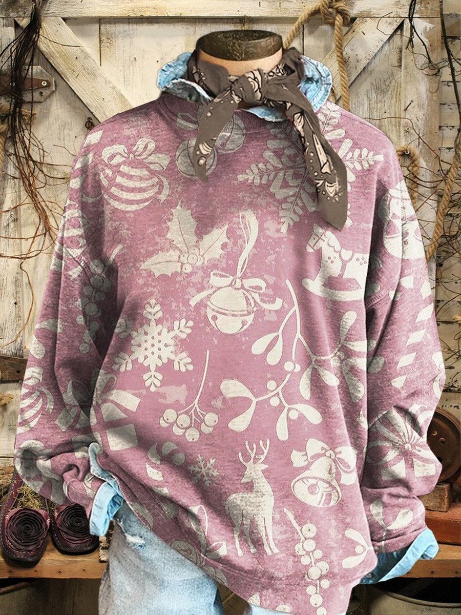 Snowflake, Elk, Horse, Bells Art Print Casual Sweatshirt