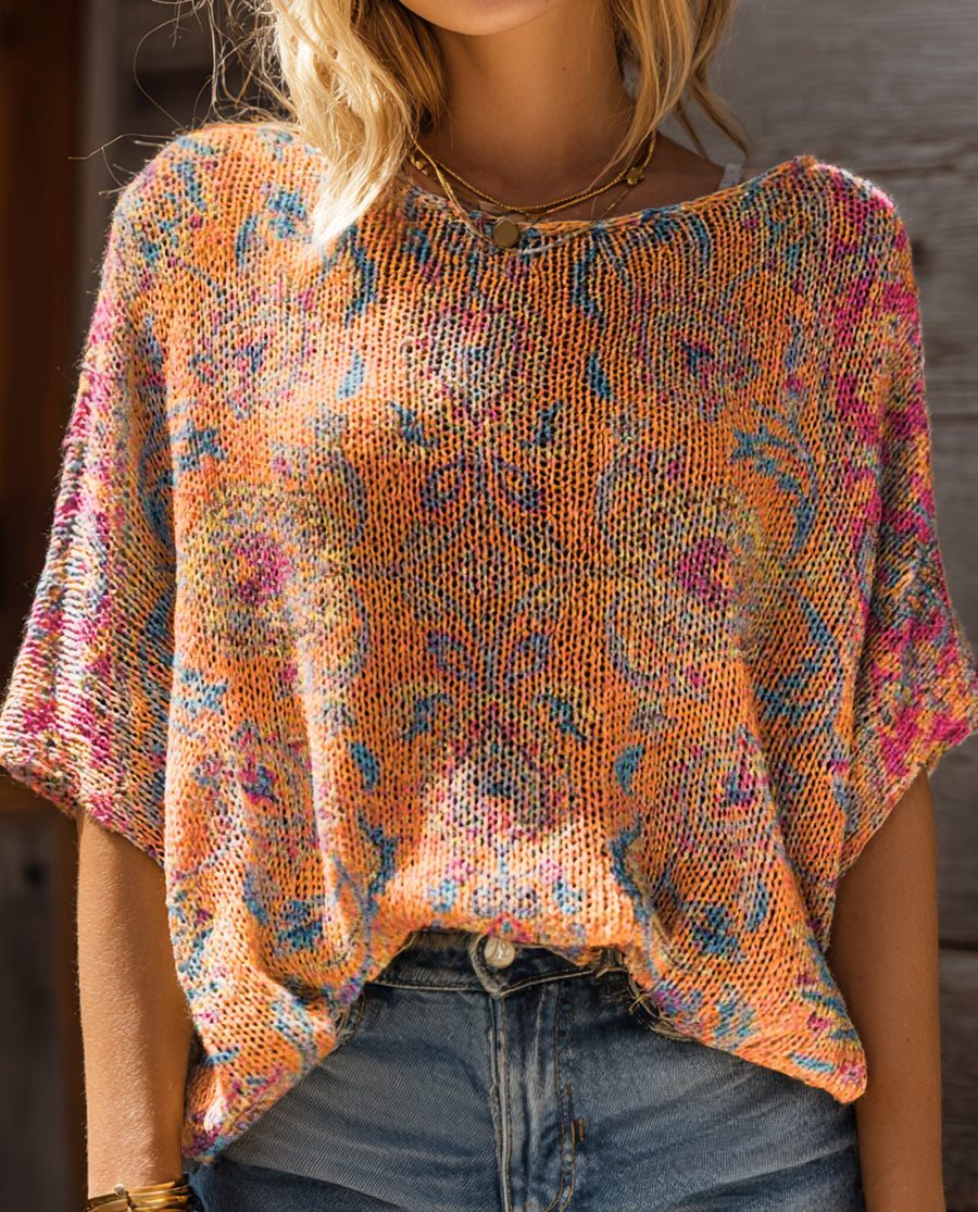 Women's Ethnic Totem Art Pattern Print Casual Pullover Sweater