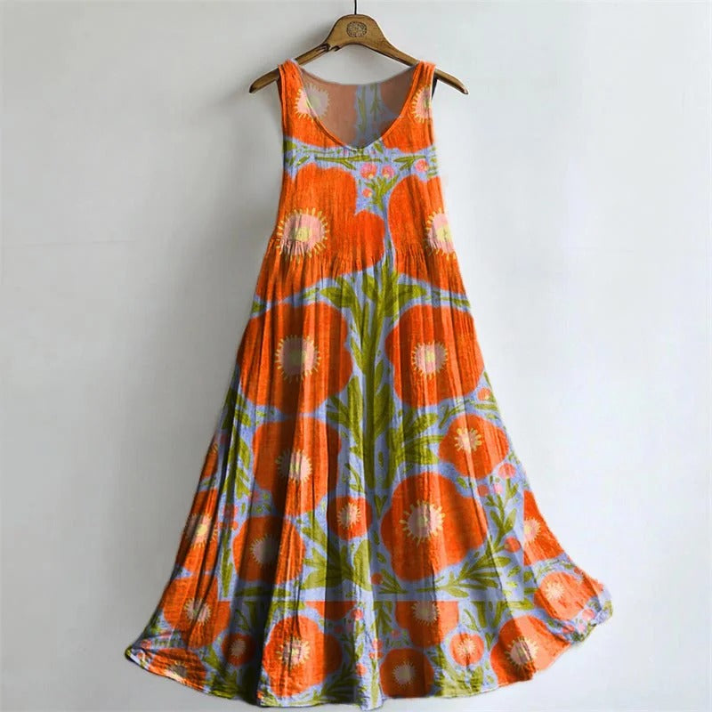 Women's Floral Pattern Art Print Casual Cotton Linen Shirt