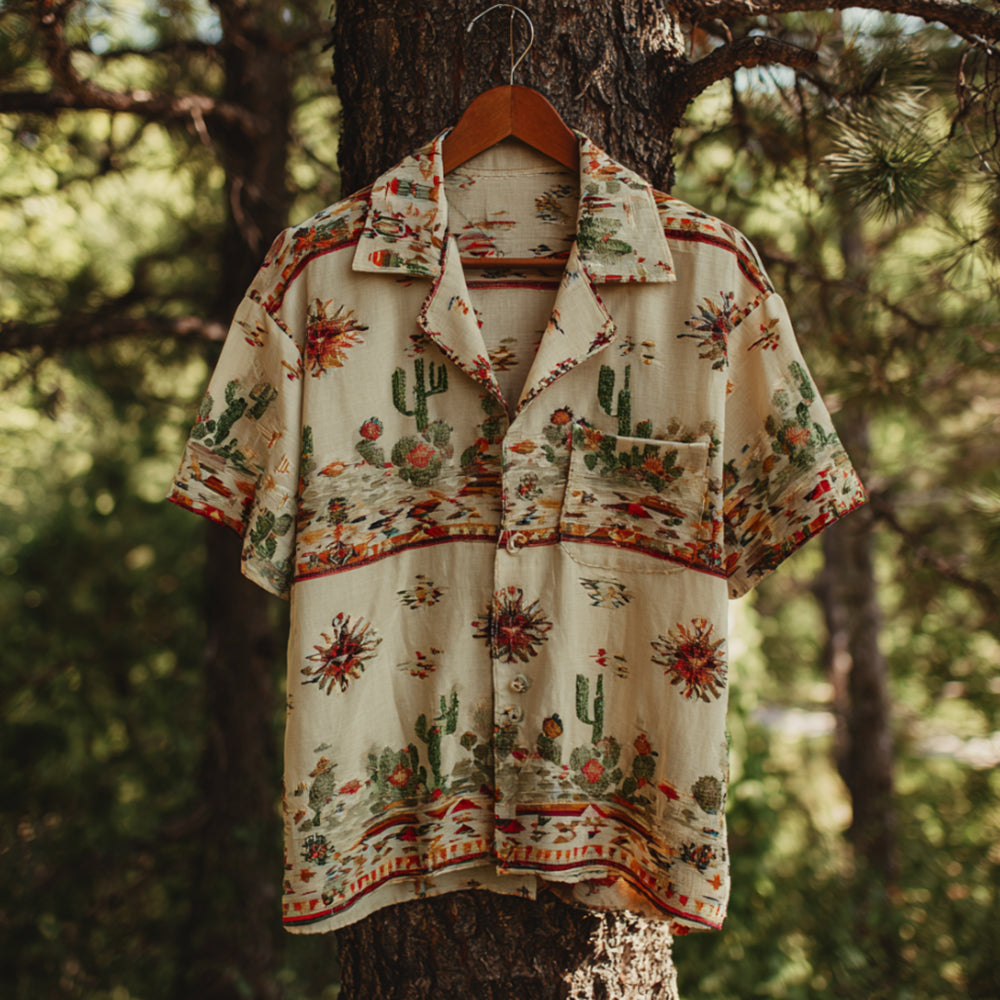 Western-style Cactus Short-sleeved Shirt
