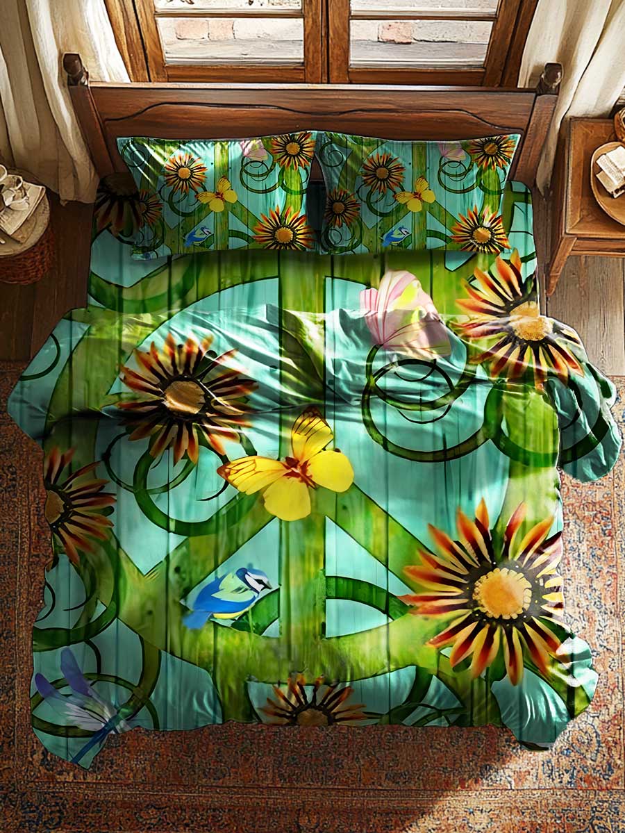 Retro Flower & Peace Sign Art Print Sheet Set