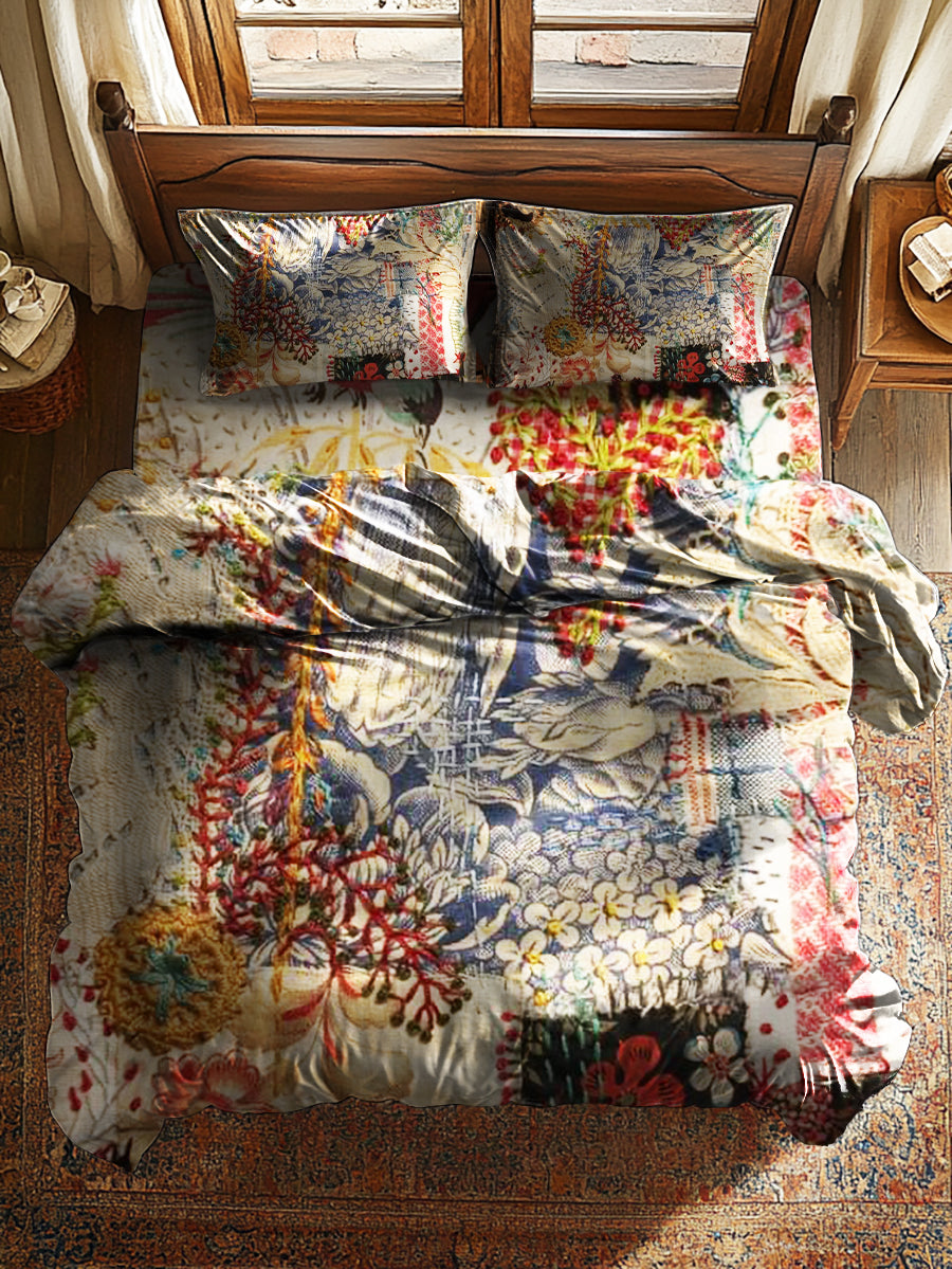 Vintage Floral Patchwork Art Print Sheet Set