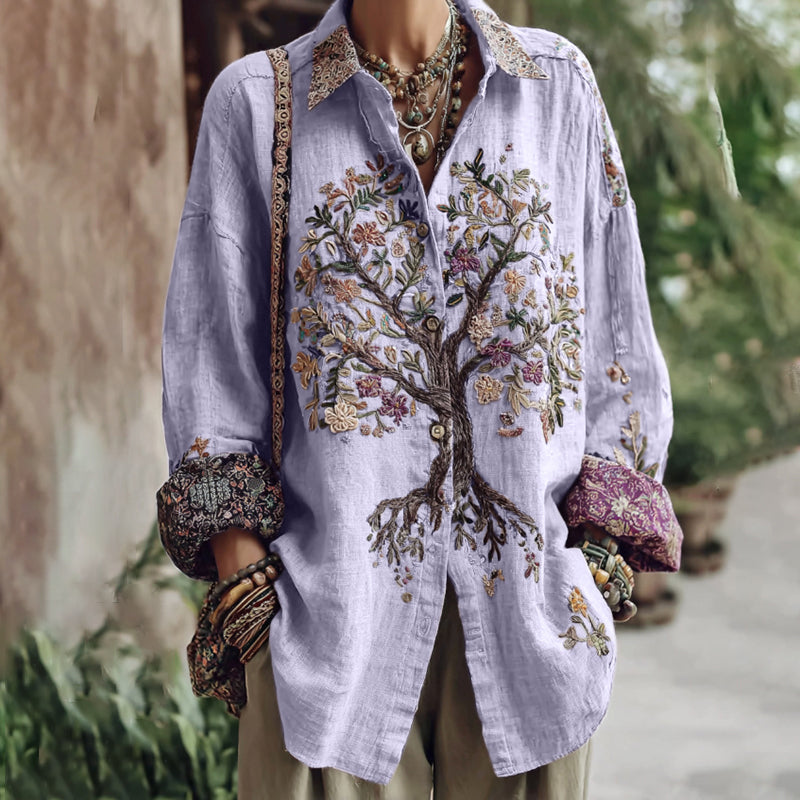 Women's Tribal Tree Of Life Casual Long Sleeve Shirt