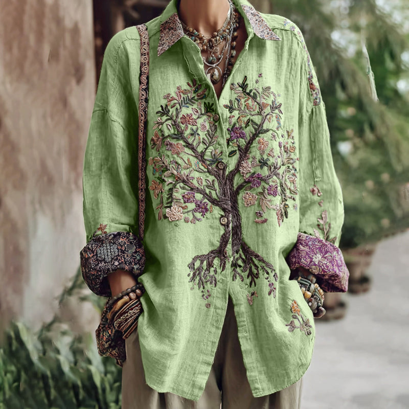 Women's Tribal Tree Of Life Casual Long Sleeve Shirt