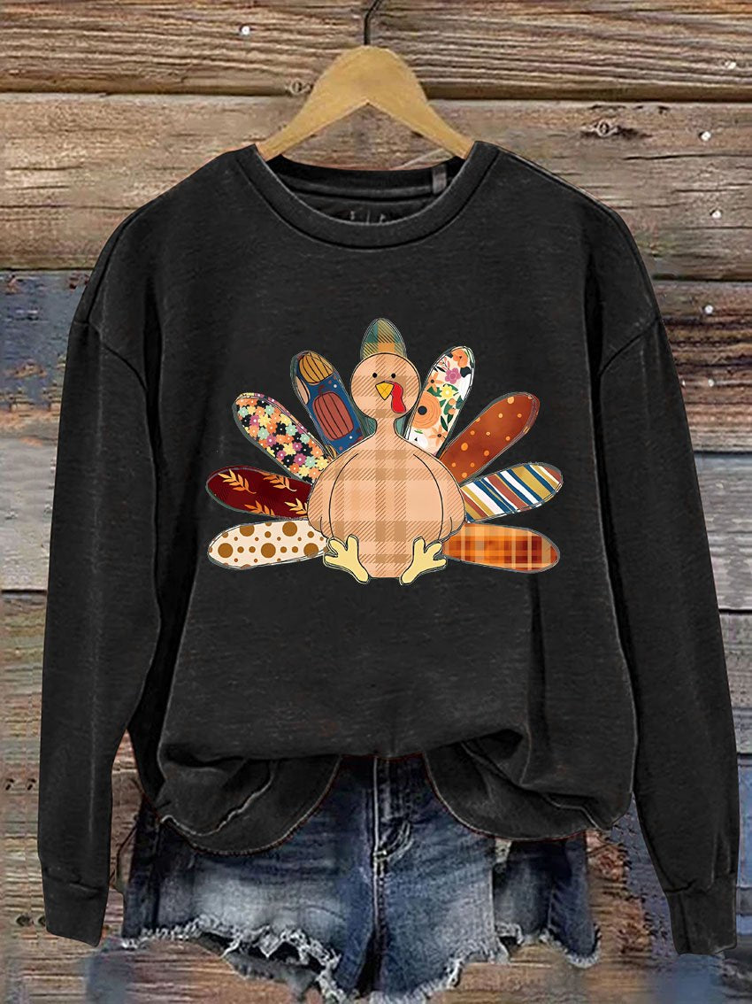 Patchwork Turkey Fall Casual Sweatshirt
