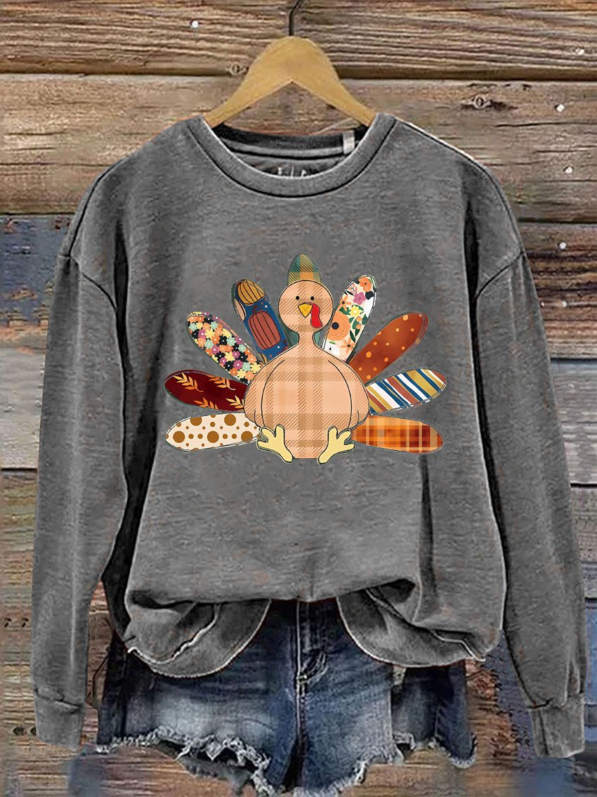 Patchwork Turkey Fall Casual Sweatshirt