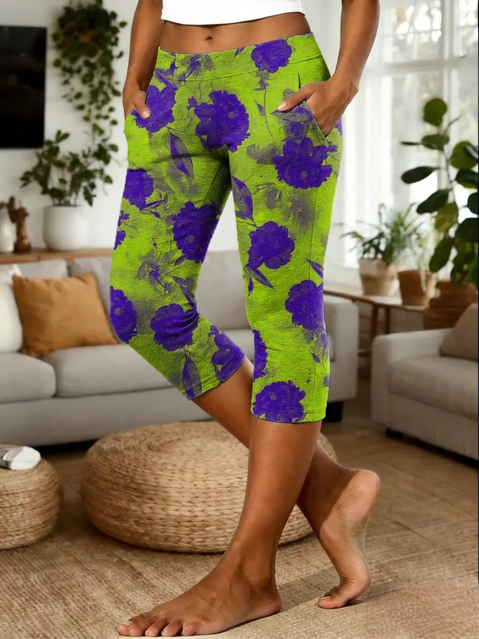 Women's Vintage Floral Art Print Casual Leggings