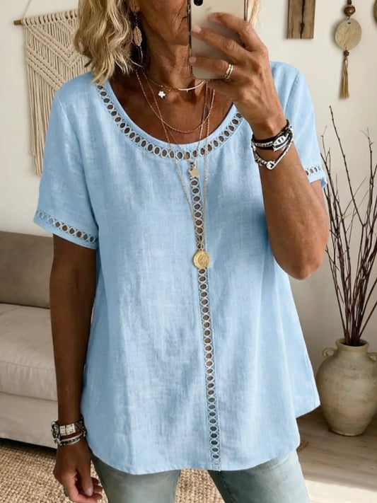 Women's Casual Short-sleeve Top With Cutout Details