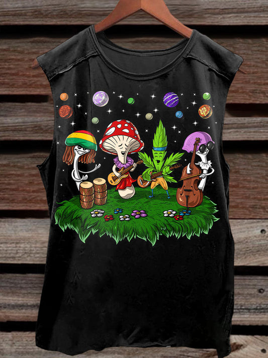 Unisex Hippies Mushrooms Graphic Print Tank Top