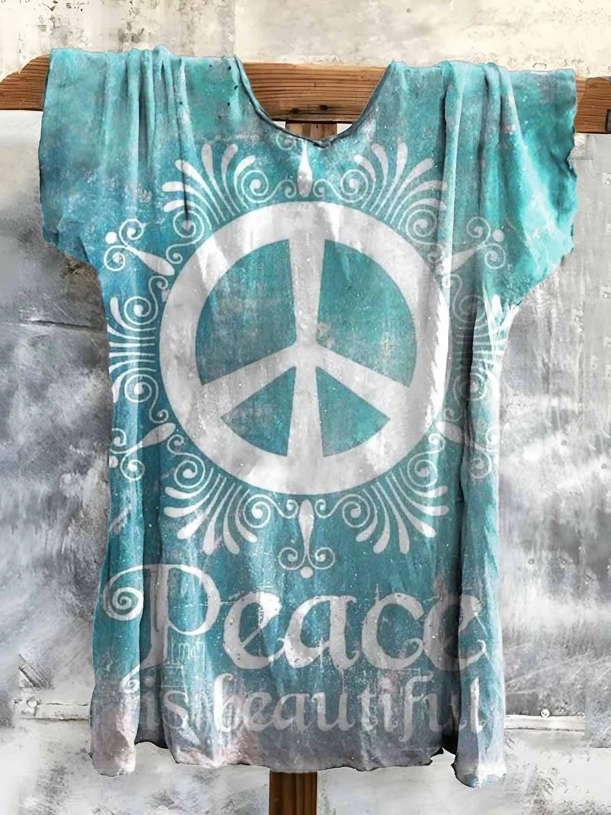 Women's Hippy Graphic Art Print Cotton Crew Neck T-Shirt
