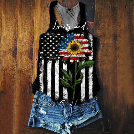 Women's Hippie Floral Art Print Tank Top