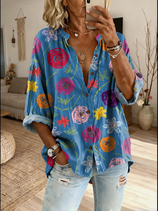 Women's Floral Art Print Casual Shirt