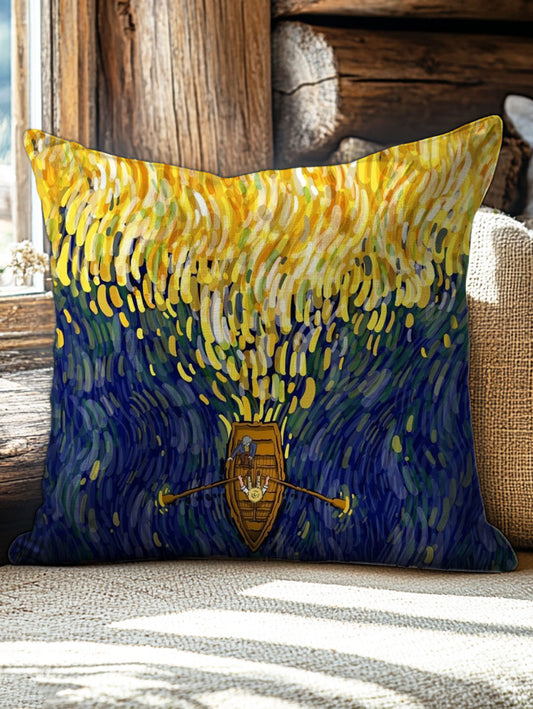 Van Gogh Boating Art Print Pillow