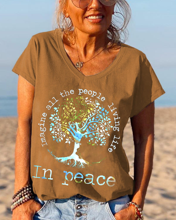 Imagine All The People Living Life Tree Of Life Graphic Tees