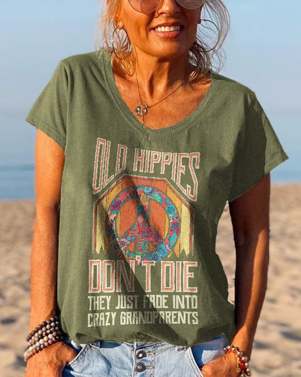 Old Hippies Don't Die Creative Printed Graphic Tees