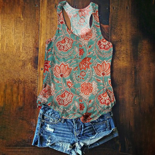 Women's Floral Art Print Tank Top