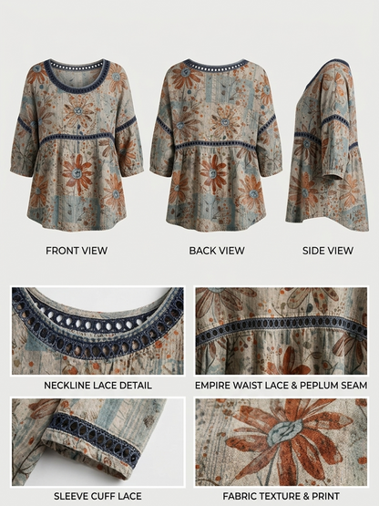 Bohemian Floral Cutout Top &Vintage Hippie Style