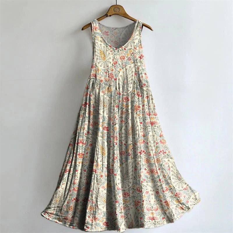 Women's Vintage Paisley Floral Art Print Casual Cotton And Linen Ruffle Shirt