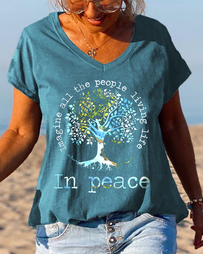 Imagine All The People Living Life Tree Of Life Graphic Tees