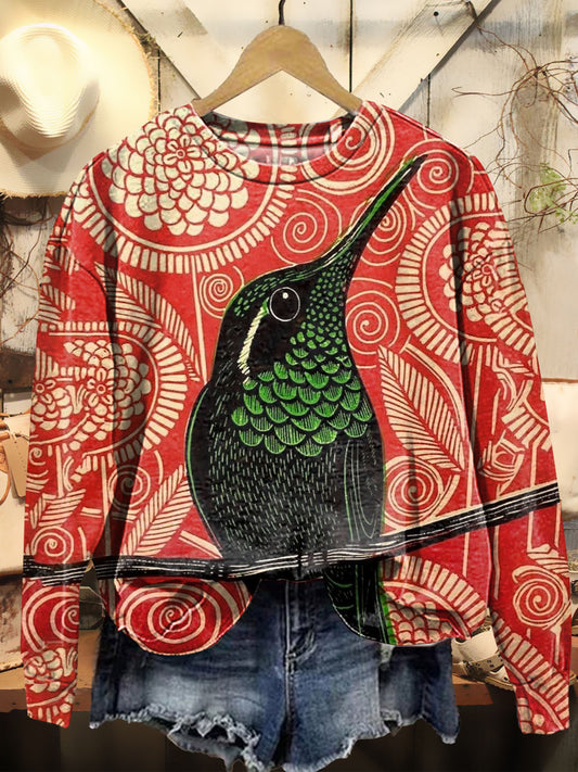 Vintage Floral Crow Art Print Crewneck Sweatshirt