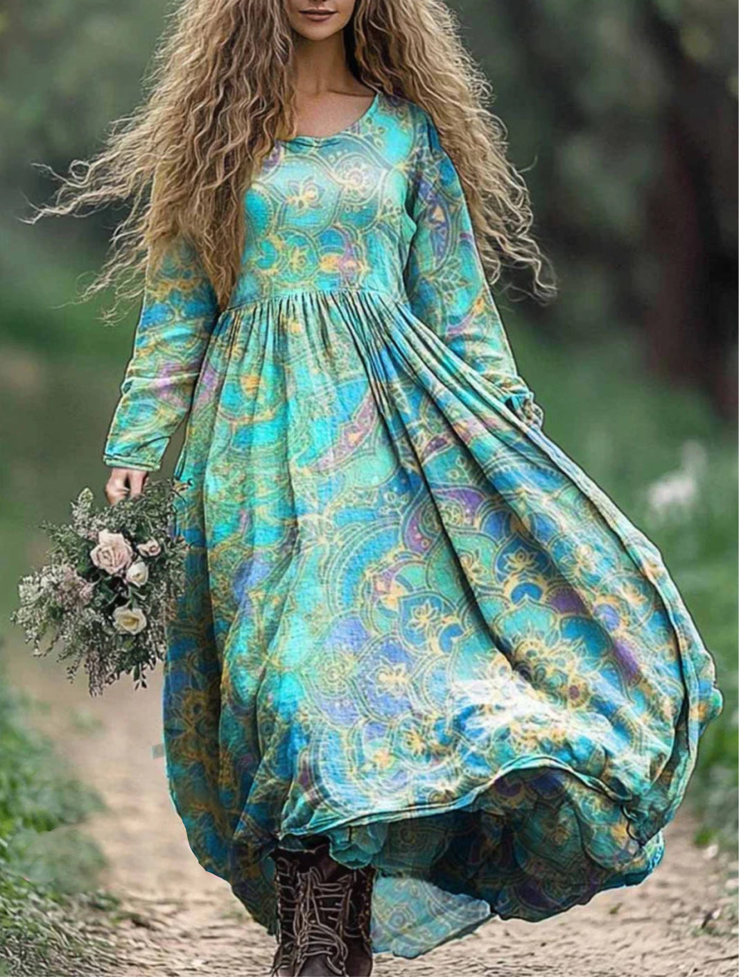Carol™ - Long Boho Dress with Pockets main image 0