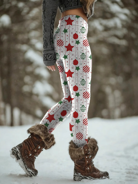 Women's Christmas Pattern Art Print Knit Leggings