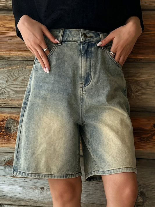 Women's Casual Washed Cotton Denim Shorts