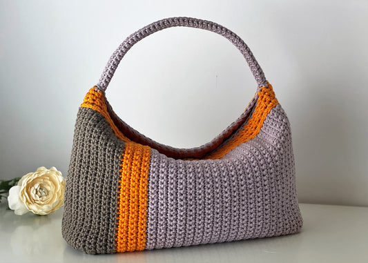 Color-Block Crochet Hobo Bag