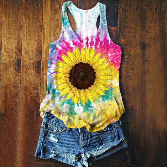 Women's Hippie Floral Art Print Tank Top