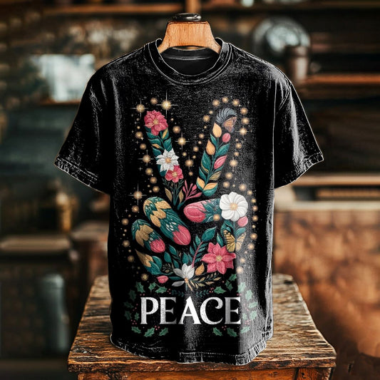Peace Loving Hippie Floral Scissorhands Floral Art Print T-Shirt