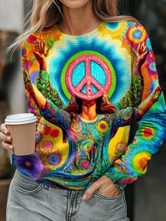 Hippie Art Print Casual  Sweatshirt