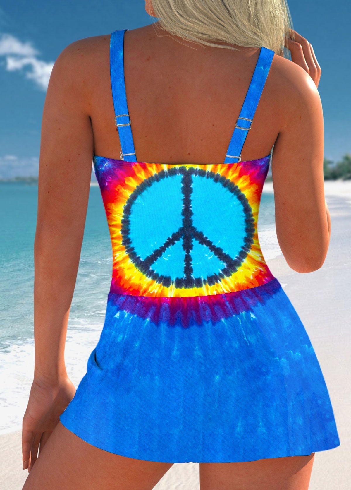 Women’s Hippie Tie Dye Print One Piece Swimdress