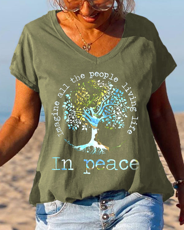 Imagine All The People Living Life Tree Of Life Graphic Tees