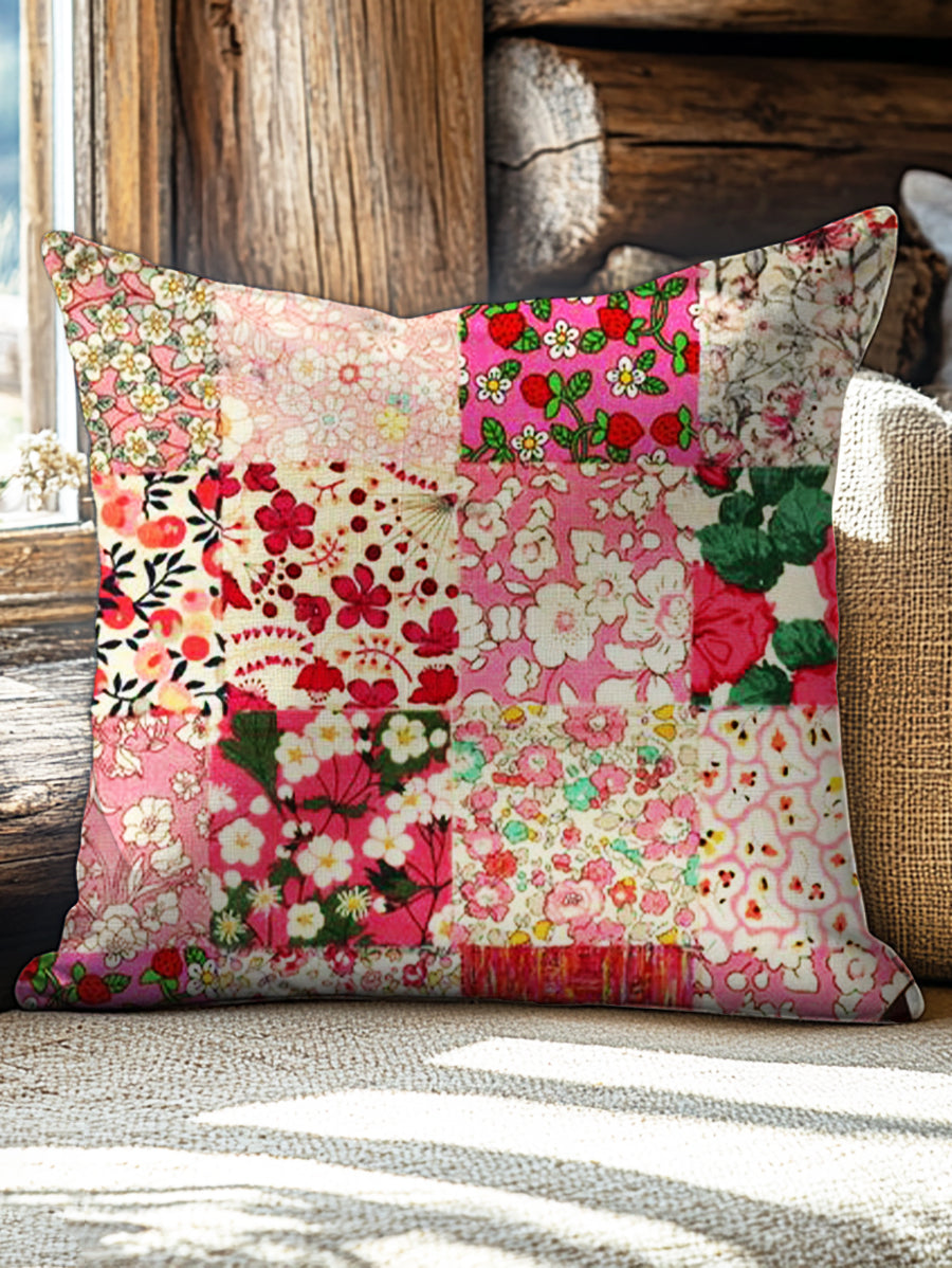 Vintage Floral Patchwork Art Print Casual Pillow