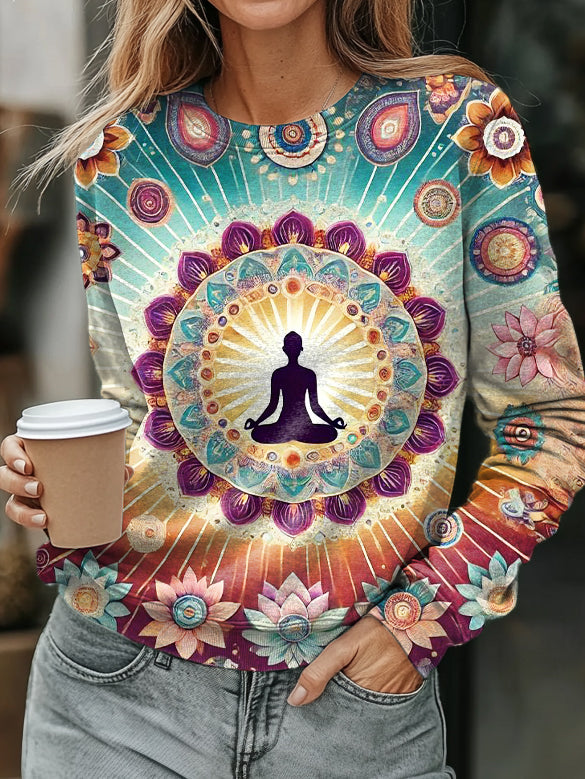 Hippie Buddha Art Print Casual  Sweatshirt