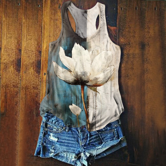 Women's Vintage Floral Art Print Tank Top