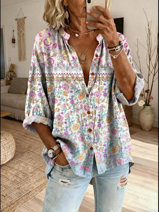 Women's Floral Art Print Casual Shirt